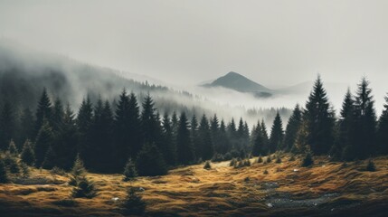 Moody Nature / autumn, scarry and foggy mountains - obrazy, fototapety, plakaty