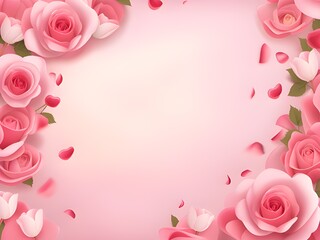 Fototapeta na wymiar illustration of pink roses on a pink background