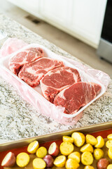 Unpacking Rib Eye Steak in Modern Kitchen