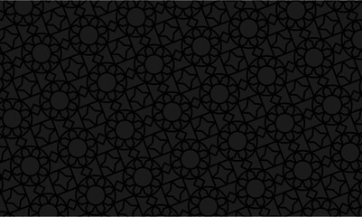 Pattern with seamless vector ornament. Modern stylish geometric dark background with repeating black elements