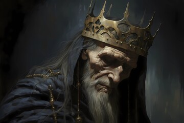 the old king in the crown - obrazy, fototapety, plakaty