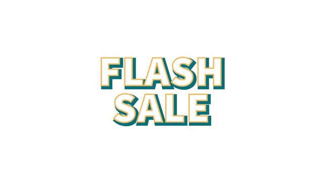 Flash sale outline letters 2D inscription animation. Inventory blowout flat cartoon 4K video, transparent alpha channel. Special offer Christmas. Hot summer deals animated text on white background