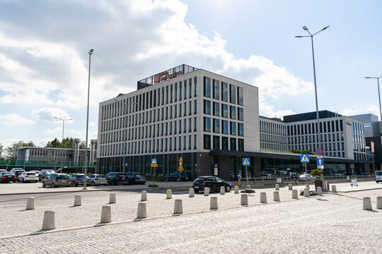 Hilton Garden Inn Krakow Airport, 4-star hotel located next to the John Paul II Kraków Balice International Airport Terminal, near Cracow on September 15, 2023 in Balice, Poland.