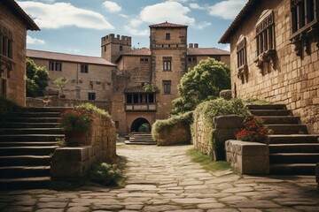 Fototapeta na wymiar Historic monastery in Santillana del Mar. Generative AI