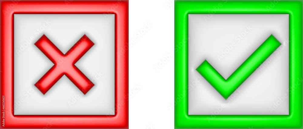 Poster 3d rendering check mark icon. illustration with shadow isolated on white.
