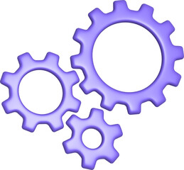 3d rendering setting gear icon. Illustration with shadow isolated on white.
