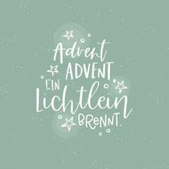 Vector handwritten Advent calligraphic lettering text in German language saying 