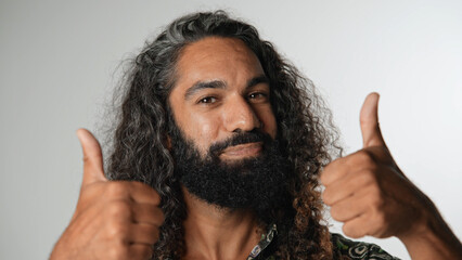 Handsome person look at camera close up. Young adult man face portrait. Stylish 30 years old guy on isolated white background. Attractive male model. Modern millennial people. Brutal style barber shop