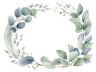 watercolor illustration of eucalyptus branches and leaves.