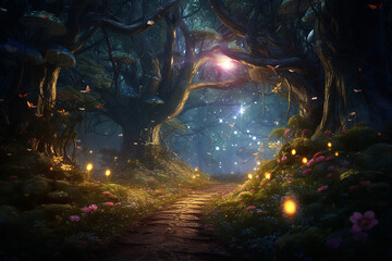 A magical forest, from fantastic stories