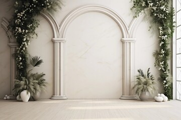 wedding interior wall background with floor and space for text