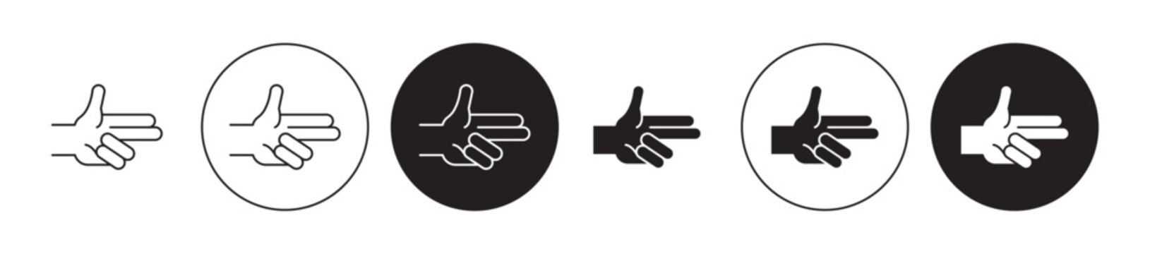 Bang bang gesture line icon set. Hand finger gun icon in black color for ui designs.
