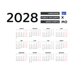 Calendar 2028 English language with Nauru public holidays. Week starts from Monday. Graphic design vector illustration.