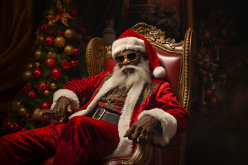 Obraz na płótnie Canvas happy cool black Santa