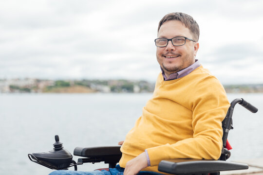 portrait of a special person with disabilities rest walk