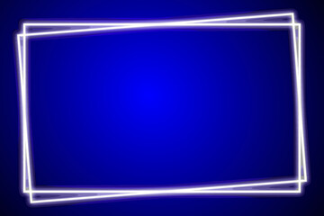 white, neon frame on a blue background