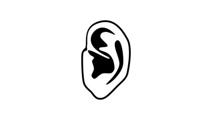 human Ear silhouette, black isolated vector