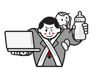 仕事と育児を両立するビジネスマン