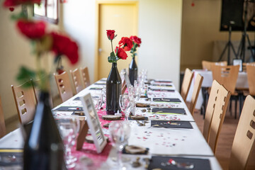 décoration, mariage, salle, réception, table, chaise