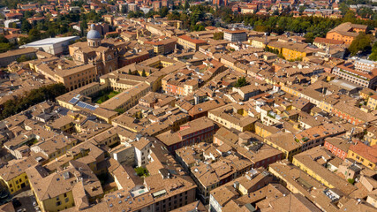 Obraz premium Aerial view of the temple of the Beata Vergine della Ghiara, also known as the basilica of the Madonna della Ghiara. This church is located in the historic center of Reggio Emilia, Italy.