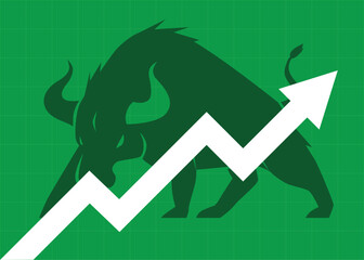 trading bullish position forex stock graph rising up profit grow up green arrow pointing up green background economy boom