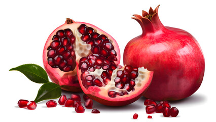 Sliced Pomegranate on a white background