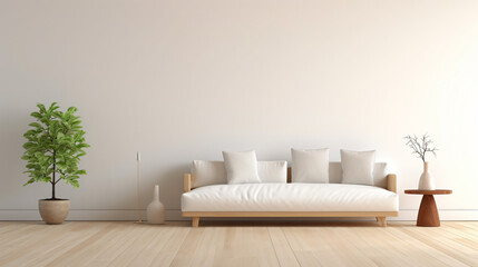 Fototapeta na wymiar View of white living room in scandinavian style