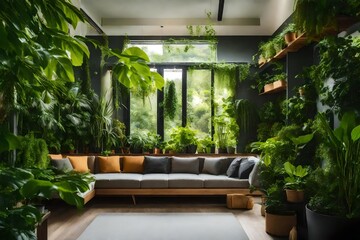 living room with garden