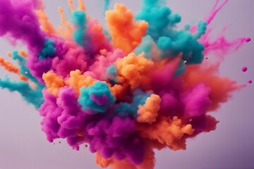 Clubs of multicolored neon smoke ink An explosion a burst of holi paint Abstract psychedelic pastel