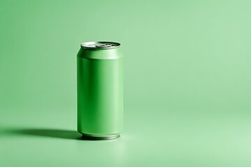 Isolated Light Green Can Mockup on Soft Background Generative AI