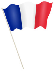 France flag on flagpole waving in the wind.  illustration.