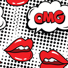 Pop Art pattern. Retro Pop Art comic shout seamless pattern. Pop art background