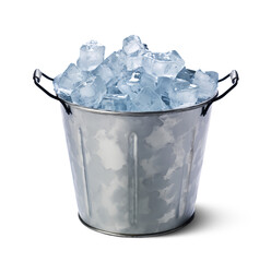 Metal champagne bucket, full with ice. Generative AI