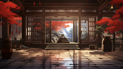 Temple interior anime visual novel game