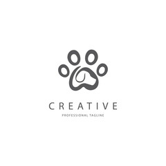 pet dog paw vector logo design