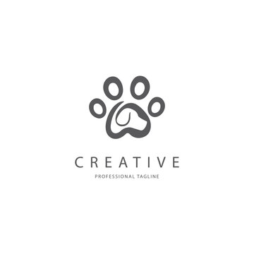 pet dog paw vector logo design