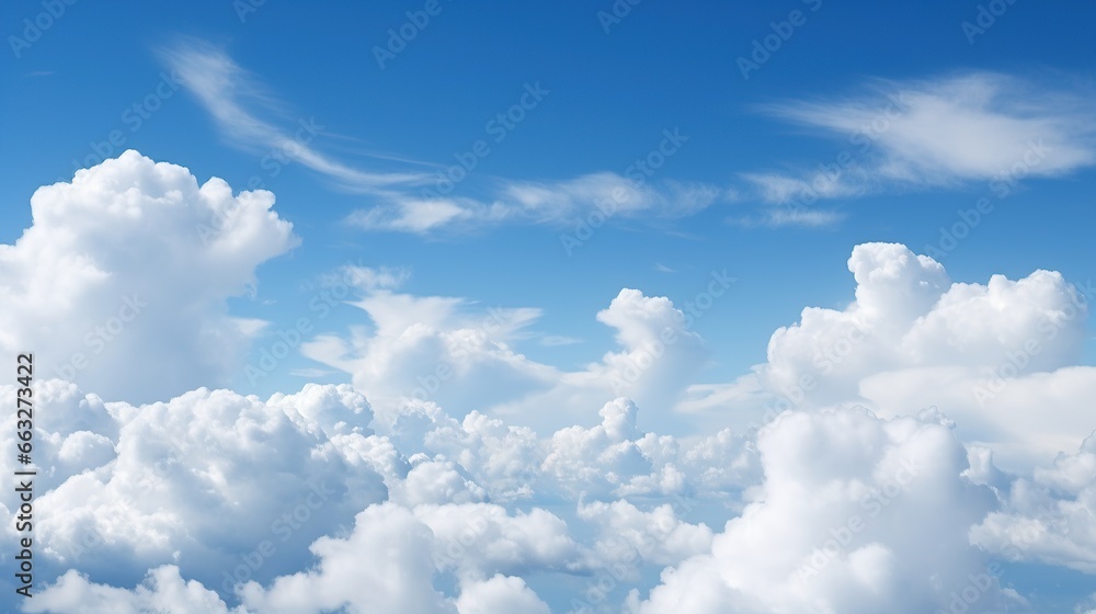 Sticker view of blue sky, clear clouds,
white clouds in the blue sky,