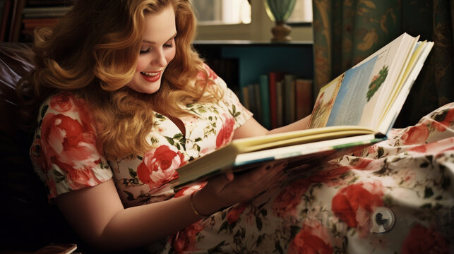 A plus-size model, engrossed in her new book, forgets about time passing by