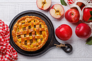 Delicious Apple Pie with Fresh Red Apples