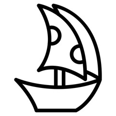Sailboat on Sea Ocean with line icon style