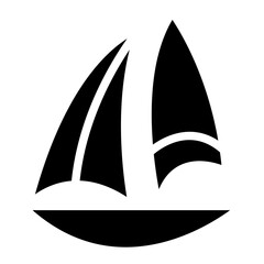 Sailboat on Sea Ocean with glyph icon style
