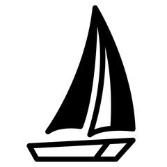 Sailboat on Sea Ocean with black fill icon style