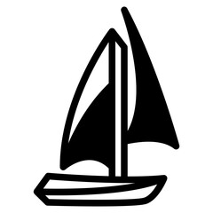 Sailboat on Sea Ocean with black fill icon style