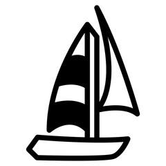 Sailboat on Sea Ocean with black fill icon style