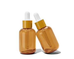 Blank cosmetic plastic dropper bottle packaging isolated on transparent background, prepared for mockup, 3D render.
