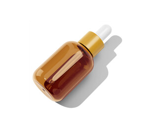 Blank cosmetic plastic dropper bottle packaging isolated on transparent background, prepared for mockup, 3D render.