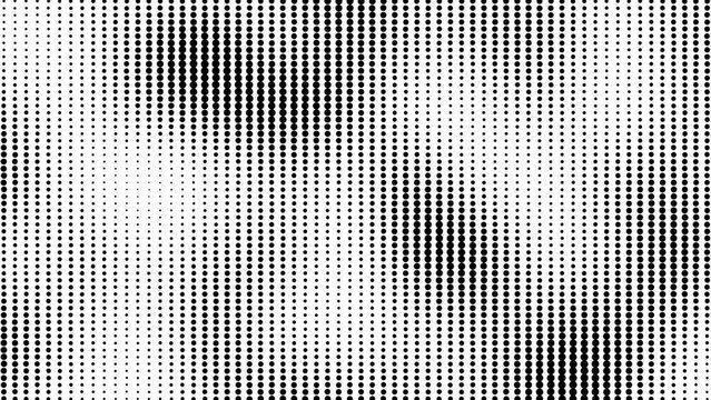 Halftone dots background. Abstract dynamic with black dots on white background. Motion modern animation. Texture of dots pattern. Dotted animated gradient