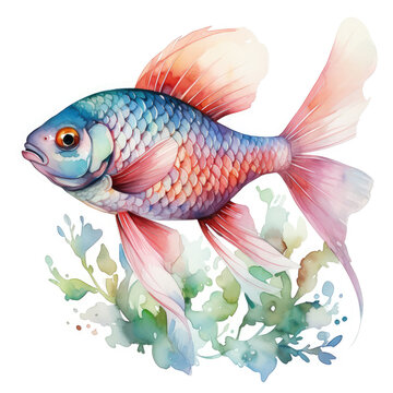 recommend clip art: Watercolor Tetra Illustration, Generative Ai