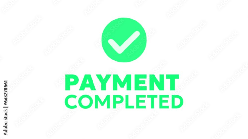 Poster process completed successfully animation video text concept with green check mark icon on white back