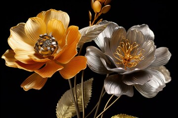 artificial flowers made of metal. Generative AI